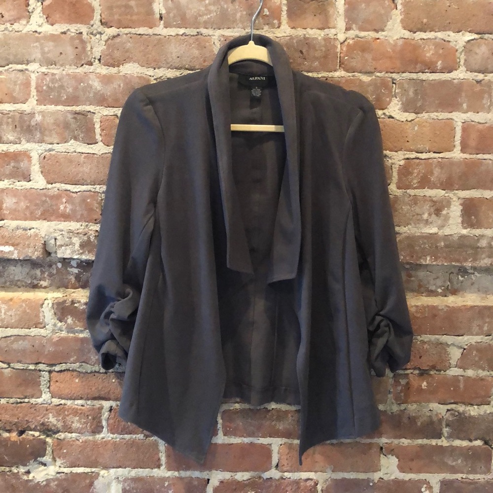 Alfani Faux Suede Grey Open Cardigan Sz Small